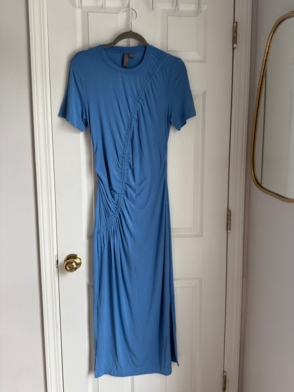 Sweaty Betty Ambience Midi Dress Ruched Blue Small